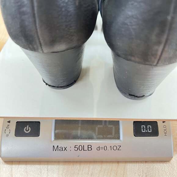 Eileen Fisher Iris Black Tumbled Nubuck Leather Stacked Heeled Sandal Size 9 - Picture 11 of 11